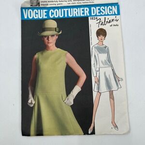 Vogue Couturier Design 1824 Alberto Fabiani 60s Dress Pattern Size 12